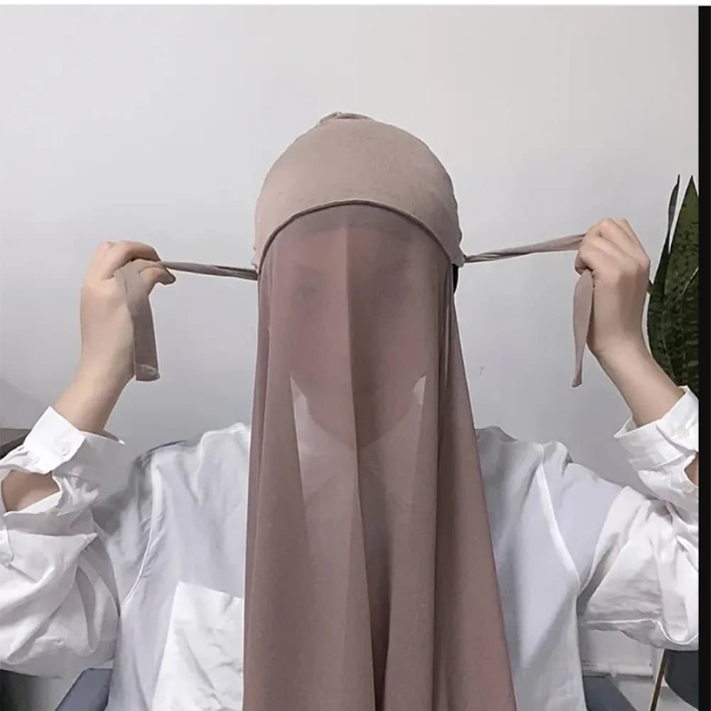 Hijab istantaneo musulmano per donna Cofano con scialle in chiffon Sciarpa per la testa Fascia interna Copricapo Hijab elasticizzato Copricapo Turbante