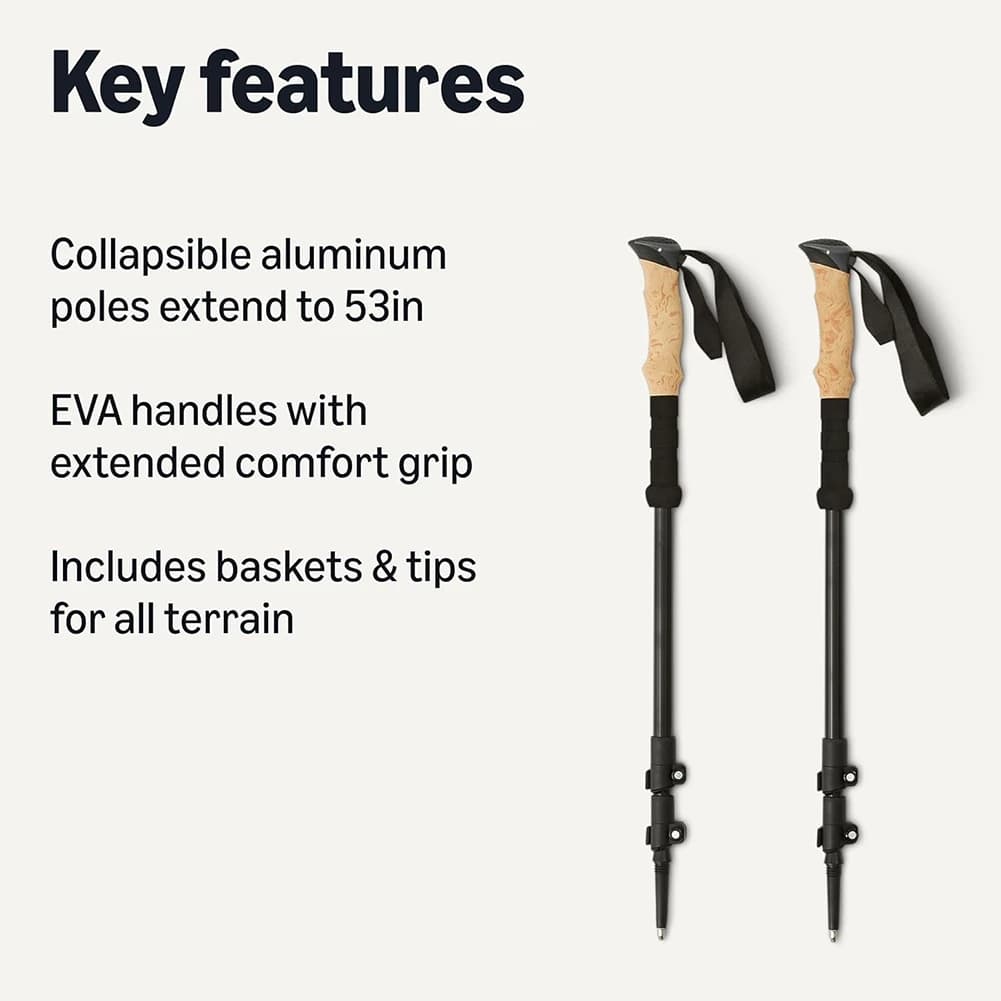 【SPECIAL】Black Trekking Poles With Quick Lock Mechanism, EVA Grip& Adjustable Aluminum Hiking Sticks All-Terrain Accessories