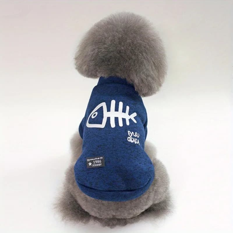 Cat Dog Costume for Medium Dog Cat, Cute Fish Bone Soft Knit Dog Vest, Autumn Warm Dog Jacket, Pet Supplies Windproof Pomeranian