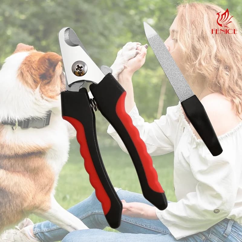 Fenice Stainless and Sharp Read Pet Grooming Nail Clipper with Comfortable and Anti-slip Handle for Pet Cleaning