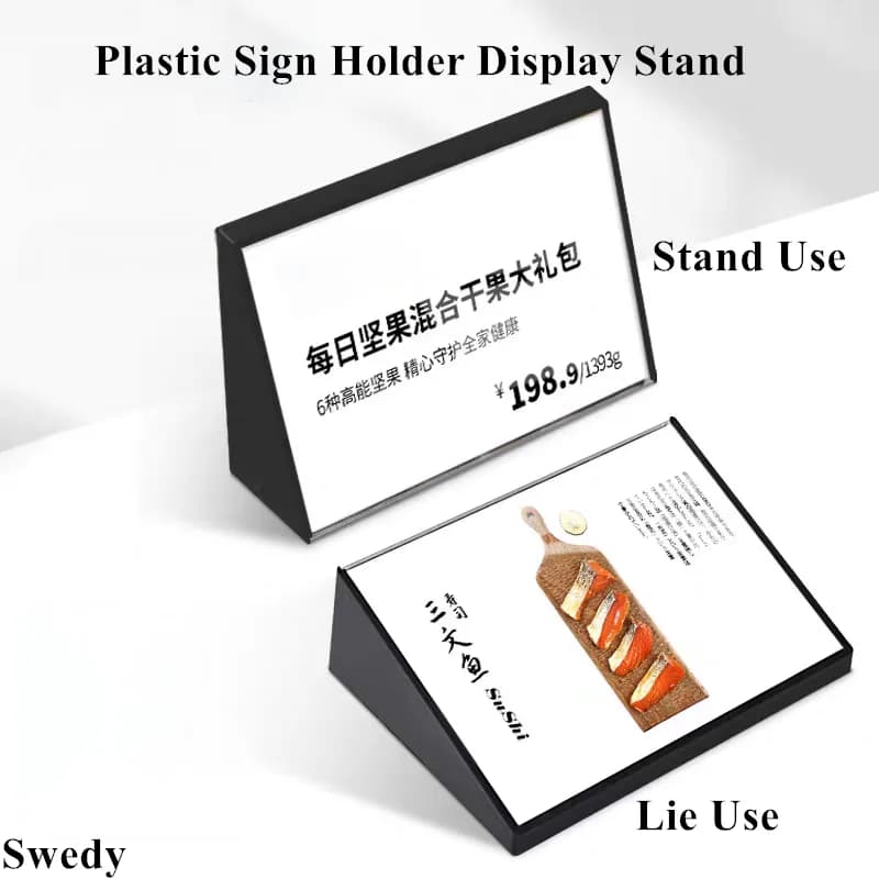74x53mm Supporto per cartello in plastica ABS Espositore Tabellone dei prezzi Tabellone Numero Supporto per carta Piccolo porta carte per etichette del prezzo in acrilico