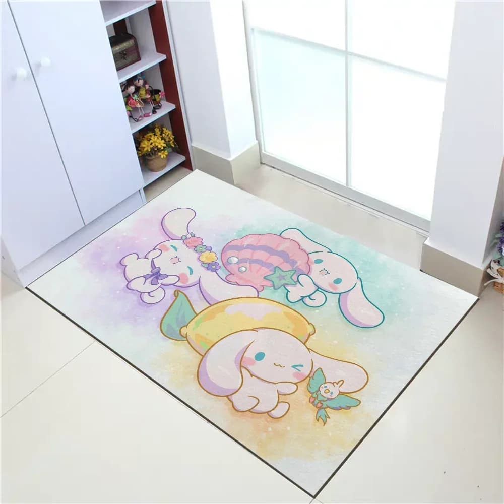 Sanrio Cinnamoroll Kawaii Tappeto Tappeto Tappetino per porta Tappeti Decorazione della cucina Zerbino Tappetini per porte d'ingresso Tappeto da bagno assorbente Casa