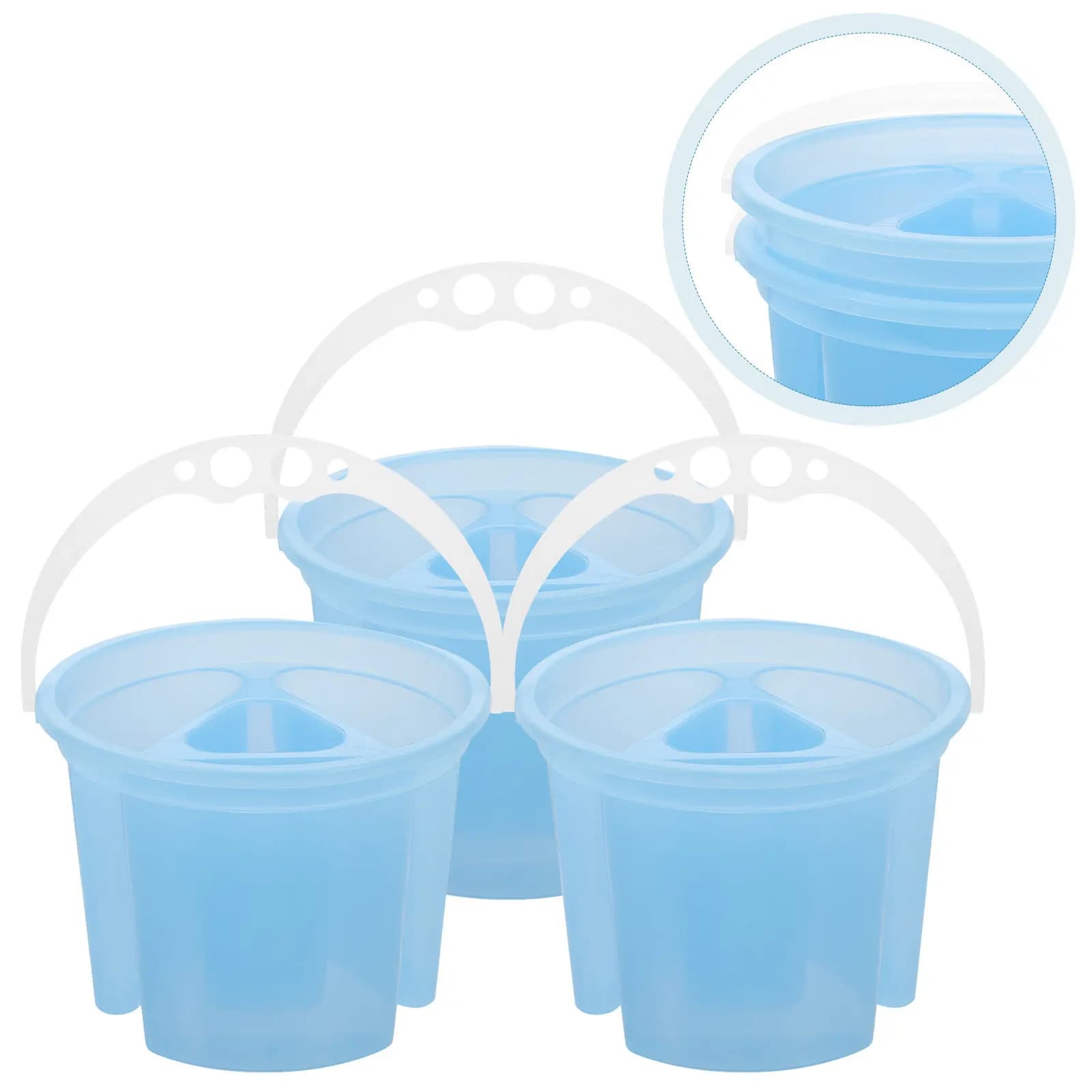 Set di 3 Contenitori in Plastica per Pulizia Pennelli, Multi-Scomparto con Bocca Larga, Portatili per Forniture di Pittura ad Acquerello e a Olio