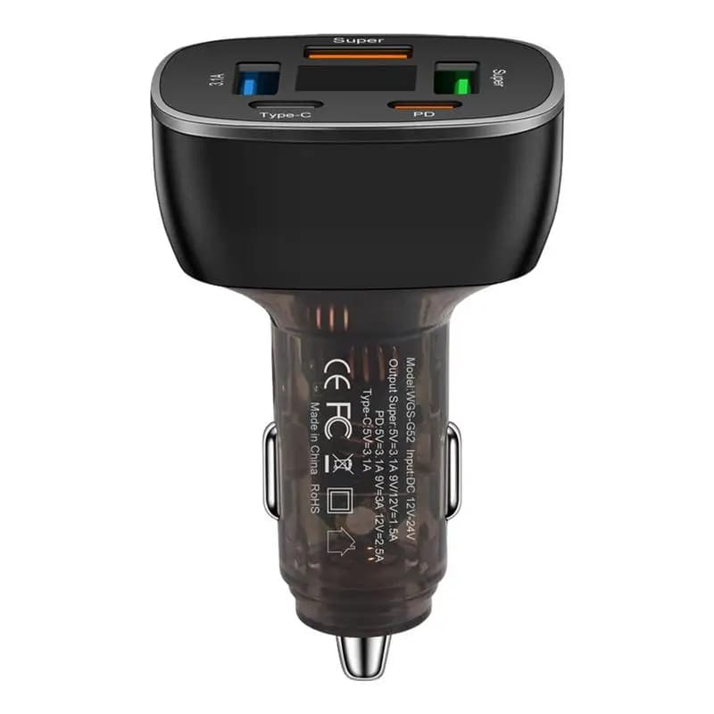 Caricabatteria da auto USB C Adattatore per caricabatteria da auto a ricarica super veloce a 5 porte Caricatore USB per auto Multi porta con cavo