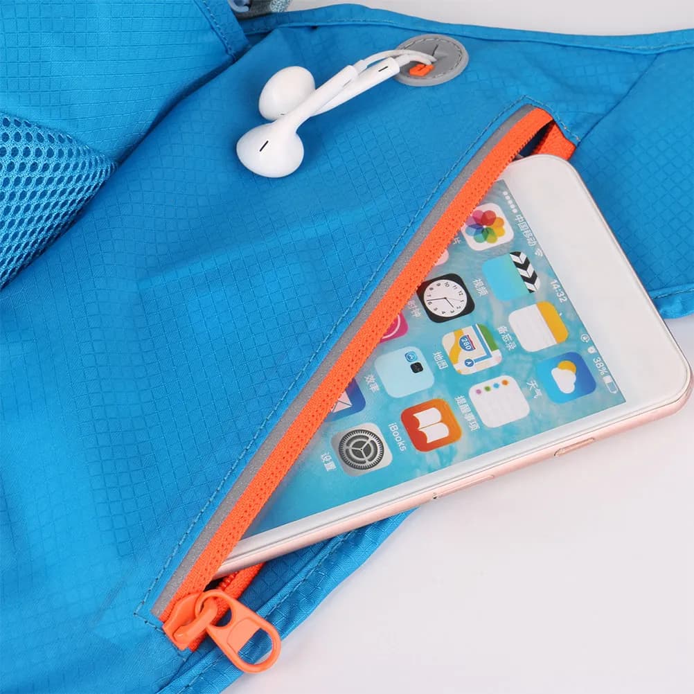 Cintura da Corsa Impermeabile in Nylon per Uomo e Donna con Tasca per Telefono da 55 Pollici, Ingresso per Cuffie e Portabottiglie da 600 ml, Regolabile