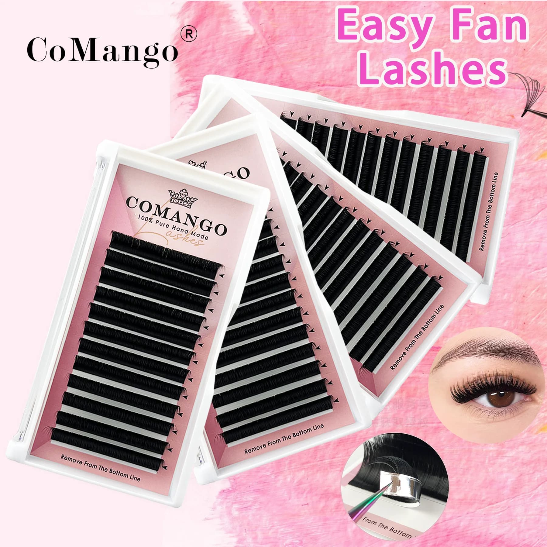 CoMango Easy Fan Ciglia Estensione 3d/5d/7d/10d Visone finto Fioritura Estensioni ciglia C/D/DD Curl Trucco Ciglia fiore