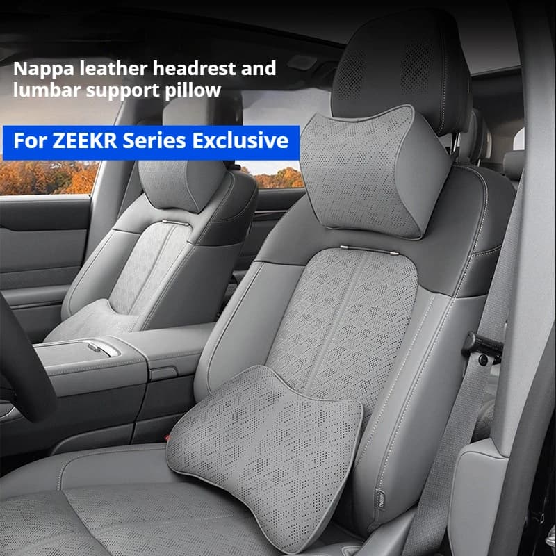 Per Zeekr 7X 009 007 MIXNappa Cuscino di supporto per il collo dell'auto in pelle con memory foam Cuscino di supporto lombare Accessori per interni auto