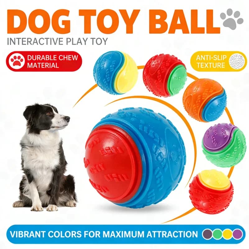 Set di 6 Palline Sonore per Cani, Giocattoli Interattivi in TPR, Giocattoli da Masticare per la Pulizia dei Denti, Resistenti ai Morsi, Accessori per Animali Domestici