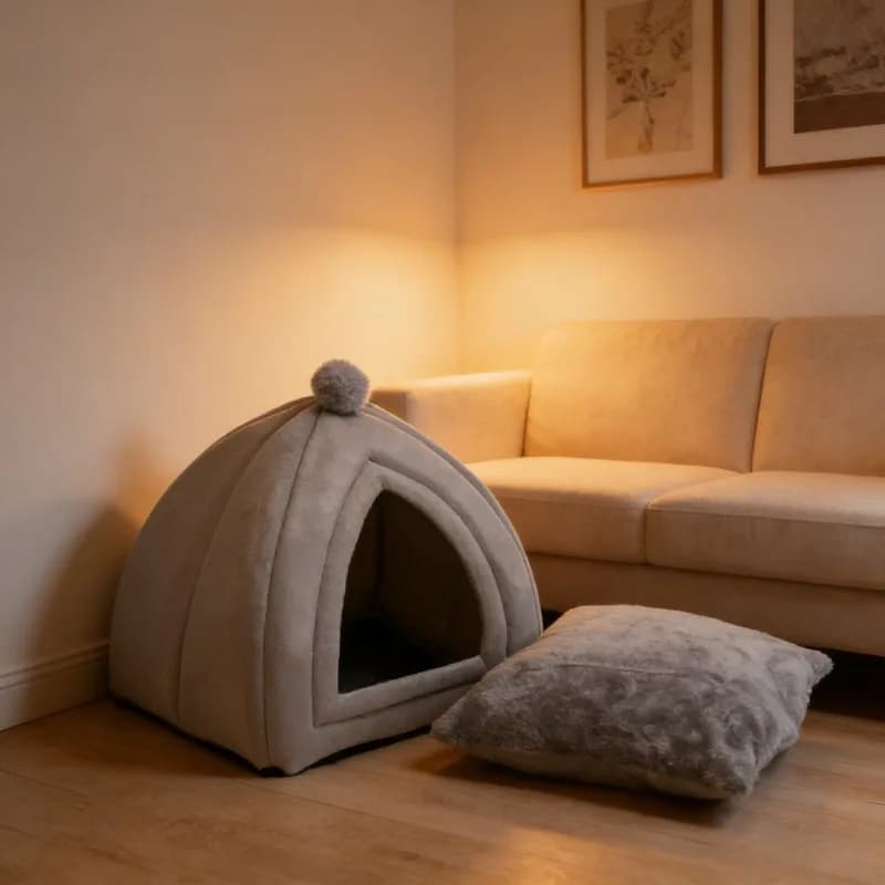 Cuccia Calda per Gatti e Cani, Cuccia Chiusa Anti-Pelucchi in Cotone PP, Prodotti per Gatti e Cani, Forniture per Animali Domestici Autunno Inverno, Cuccia per Cani