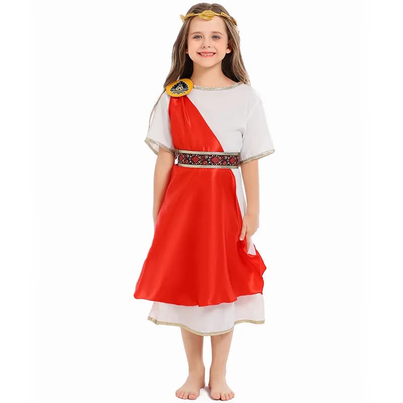 2026 New Arrival Roman Princess Toga Halloween Fancy Dress Up Girls Greek Goddess Costume