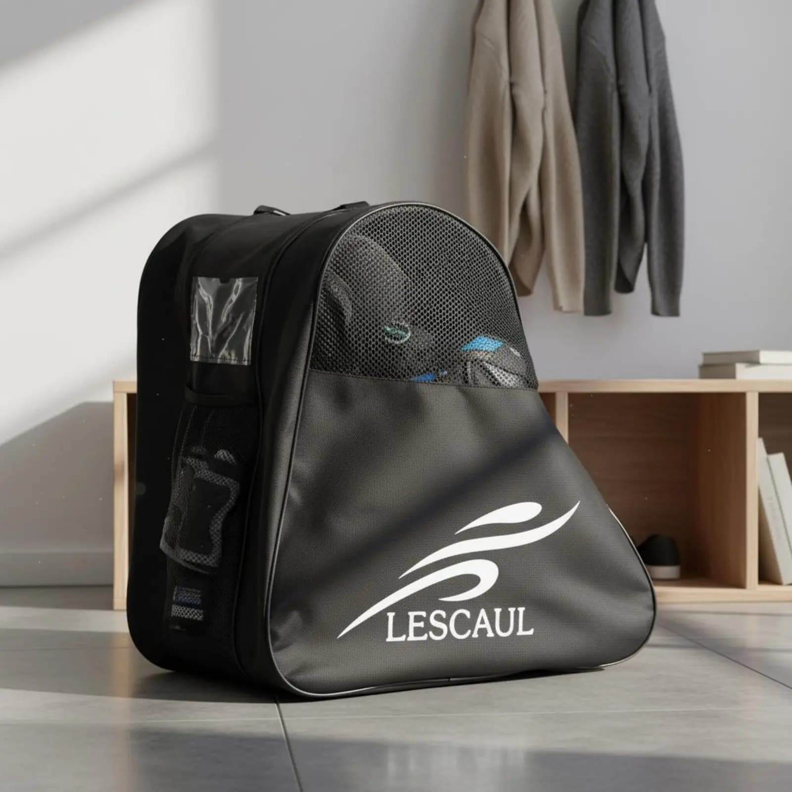Zaino per Scarpe con Ruote a Quattro Ruote, Materiale Rinforzato, Borsa per il Trasporto di Scarpe con Ruote, Tracolla Regolabile, Rete Traspirante
