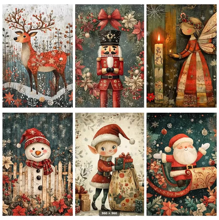 Pittura Diamante Pupazzo di Neve Natalizio Nuova Collezione Mosaico Completo 5D Kit Fai da Te Punto Croce Arte Decorazione Casa