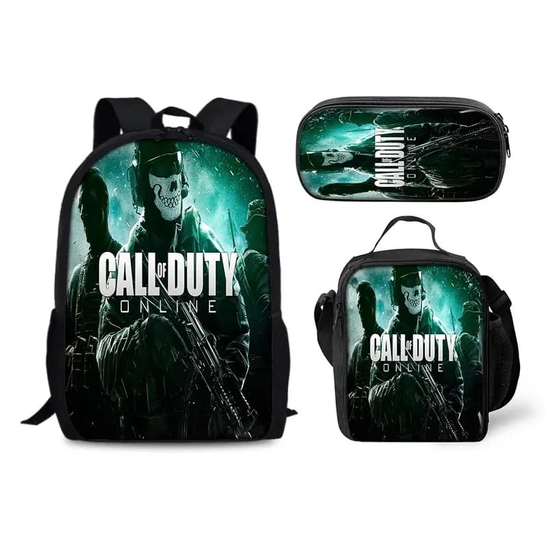 25COSCall Of Duty Zaino per la scuola Zaino per il pranzo Astuccio per matite Set regalo per bambini Studenti