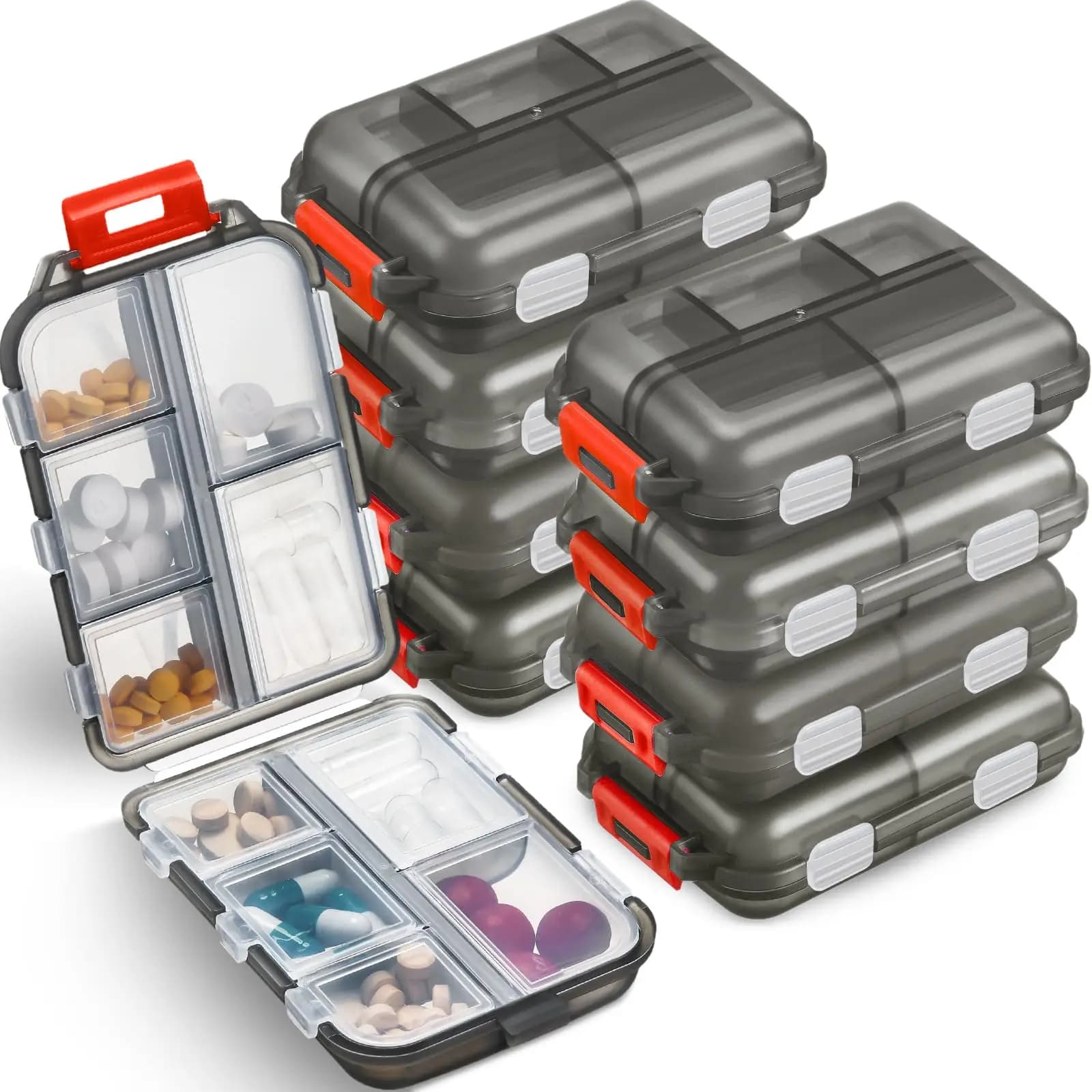 Oravel Pill Organizer 10 Compartments Pocket Pharmacy Portable Daily Medication Container Case for Travel Essentials Weekly