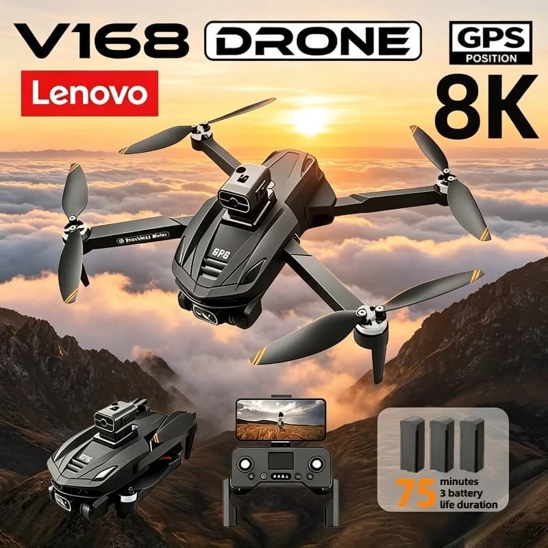 Lenovo V168 Drone Professinal Three Camera Wide Angle Optical GPS Localization Four-way Obstacle Avoidance Quadcopter For XIAOMI