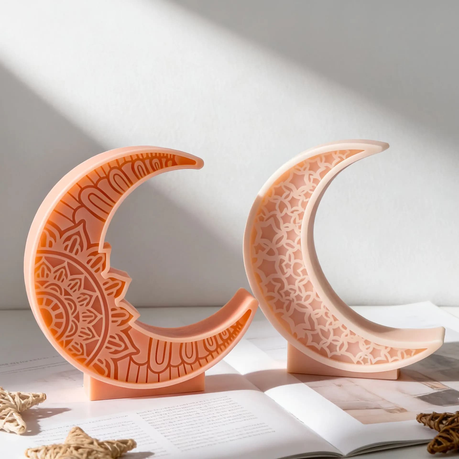 Stampo per candele lunari in rilievo serie Ramadan fai-da-te Stampi in silicone in resina epossidica fatti a mano Eid Mubarak Forniture per la produzione di candele Ramadan