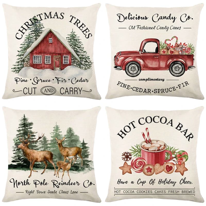 Merry Christmas 45 x4 5cm pillowcase for winter cushion Christmas decorations for home tree deer sofa cushion lining