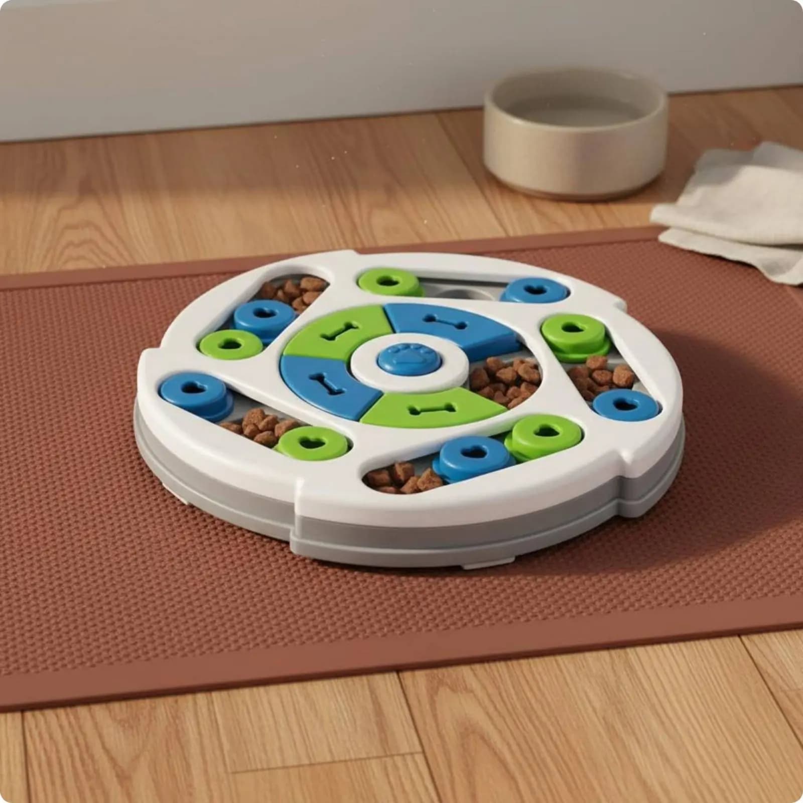 Feline Food Mind Game Toy Sound-Making Dog Mind Game Bowl Round Slow Feeding Bowl Stress Relief Pet Supply for Dogs, Indoor