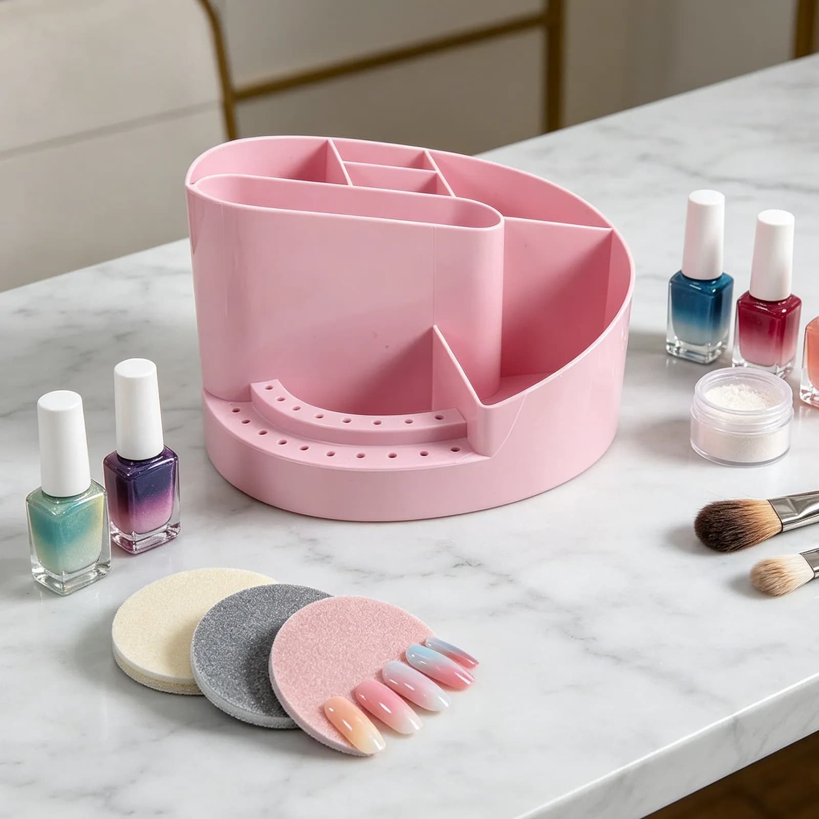 Nail Organizer Storage Box 7 Compartments Plastic Manicure Tools Holder Drill Bit Organizer Nail Tech Desk Storage Case Salon