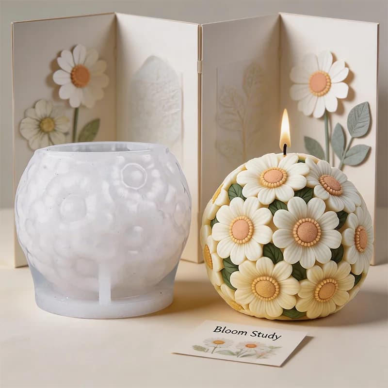 Candle Shaped Silicone Mold, Layered Floral Mold for Candle Creation, Easy To Shave, Wedding Gift Decoration