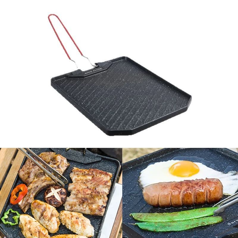 Outdoor camping barbecue pan Non-stick pan for domestic use Barbecue pan with oven Portable dish easy to clean