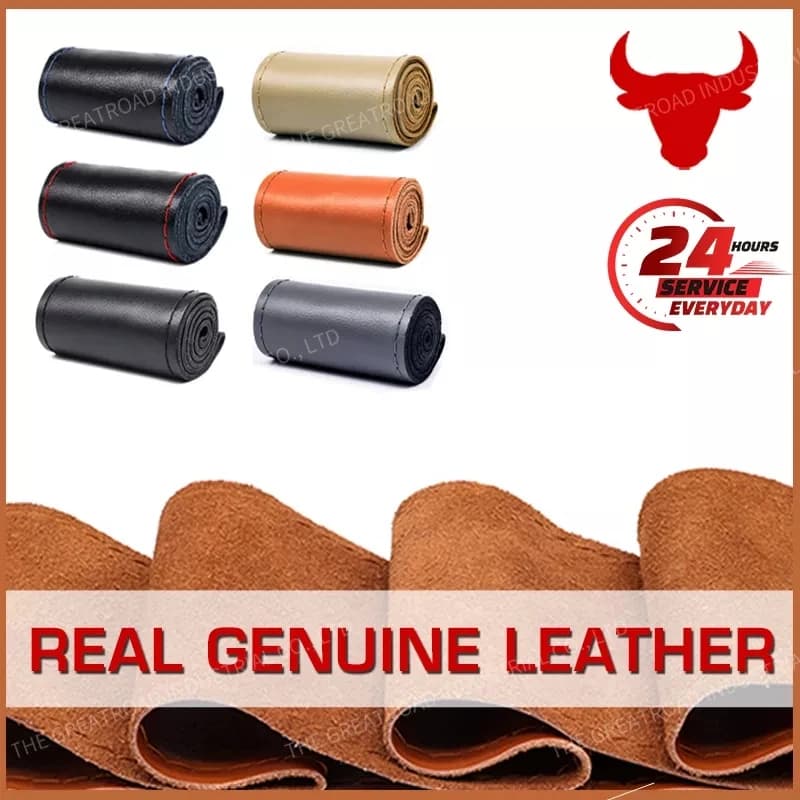 38 centimetri 15 pollici vera pelle bovina in vera pelle volante per auto treccia copertura cucita a mano morbida antiscivolo prodotti per interni auto