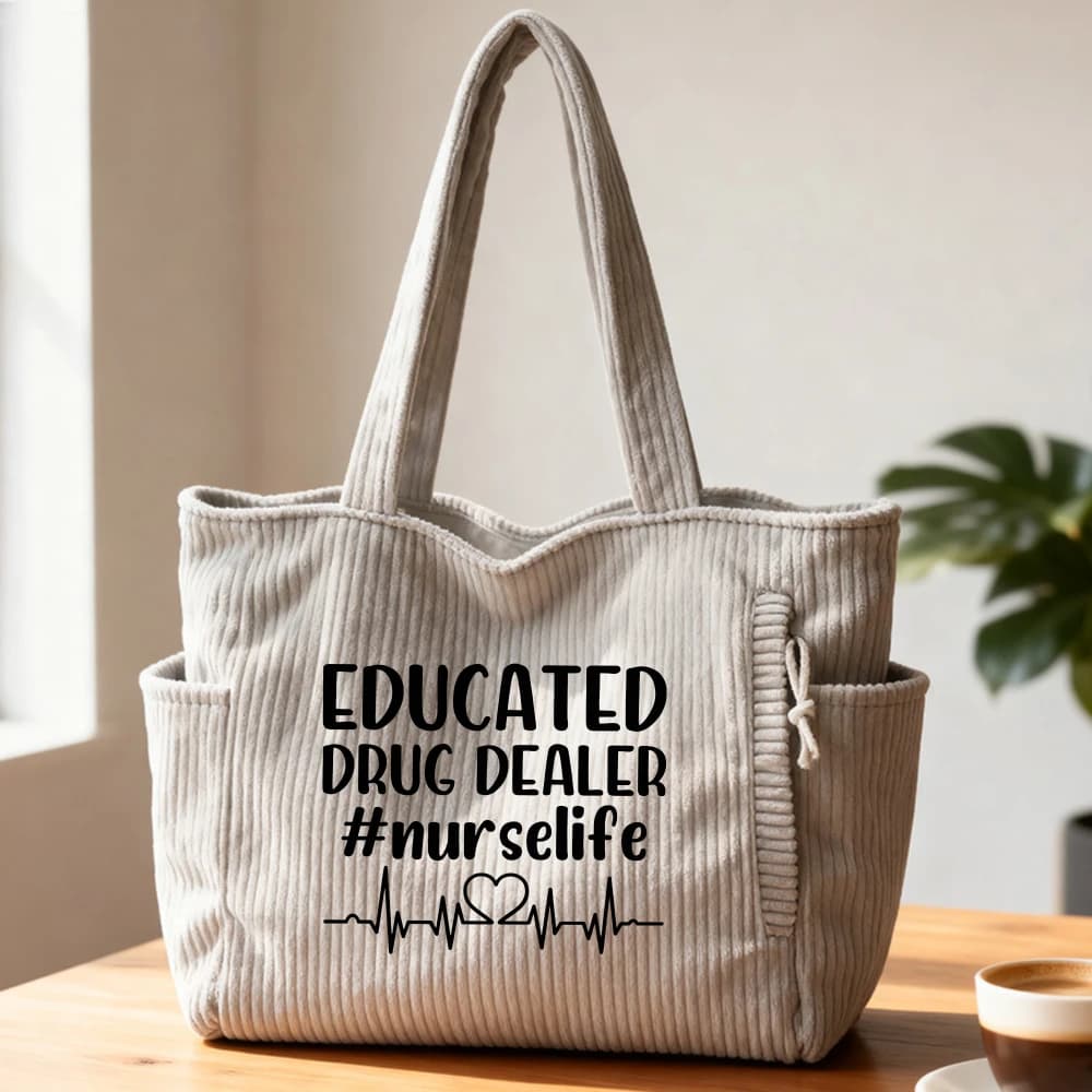 Borsa Tote in Velluto a Coste da Donna, Borsa Organizer da Viaggio per Laptop, Regalo per la Festa della Mamma, Compleanno, Natale, Uso Quotidiano e Weekend