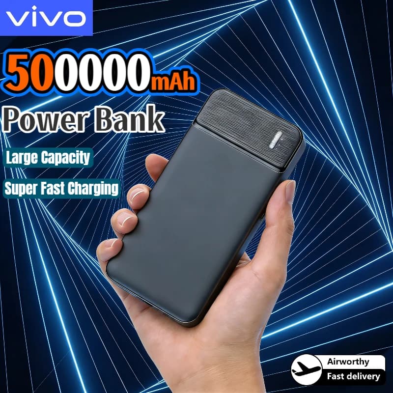 VIVO 500000mAh Portable Power Bank 120W Large Capacity Charging Super Fast Powerbank Outdoor Travel Battery 2026 New