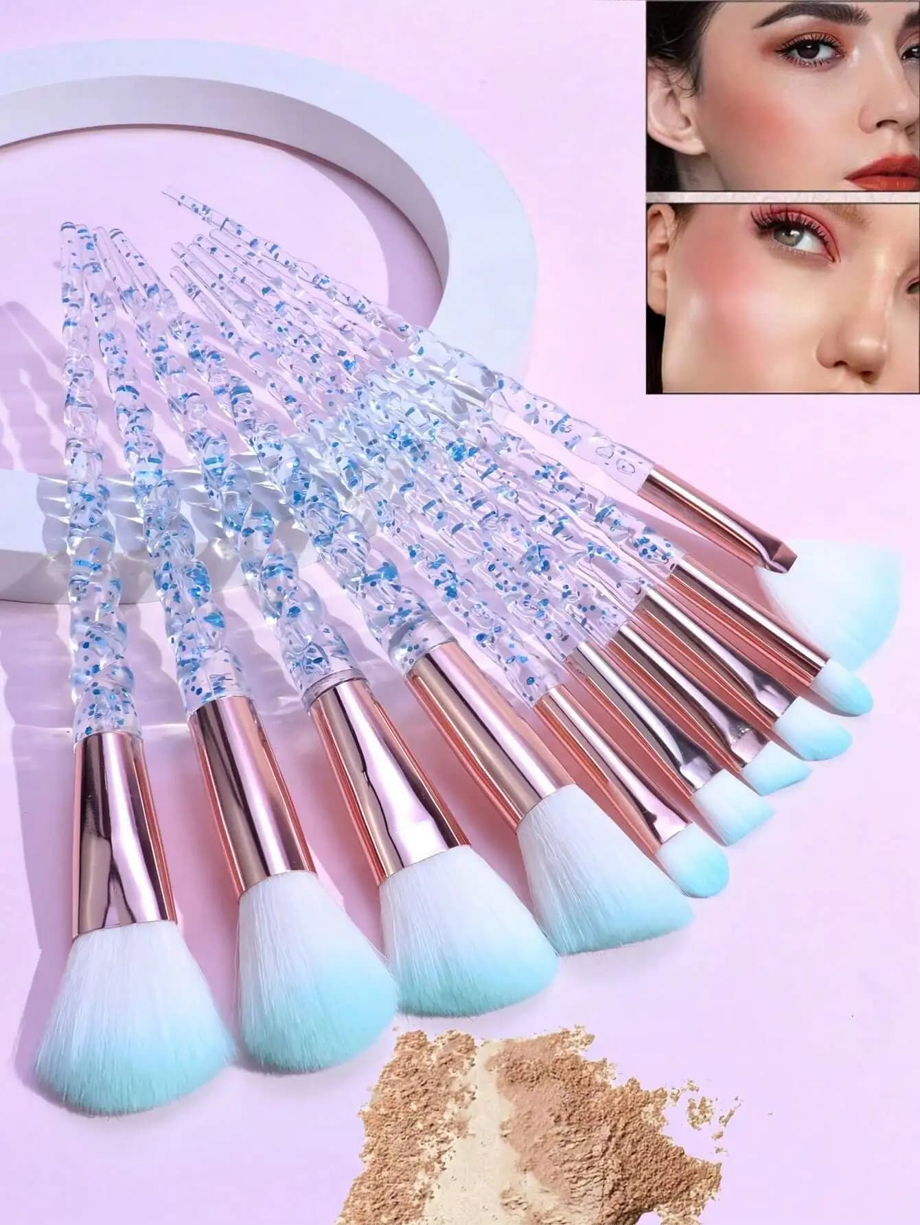 Set di pennelli professionali per il trucco da 10 pezzi, inclusi pennello per fard, pennello per cipria, pennello per ombretto e pennello per il viso, set di pennelli, kit di pennelli per il trucco, set completo di pennelli per il trucco, kit completo per il trucco, set di pennelli per il trucco.