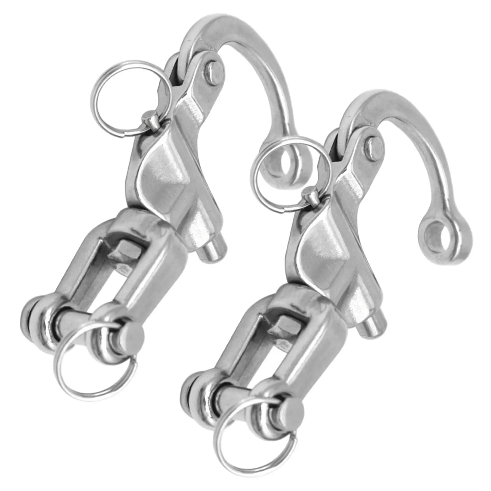 2Pcs Stainless Steel Marine Shackles Sailing Quick Release Snap Bail Rigging Hardware Boat Anchor Swivel Clips for Rope Mooring
