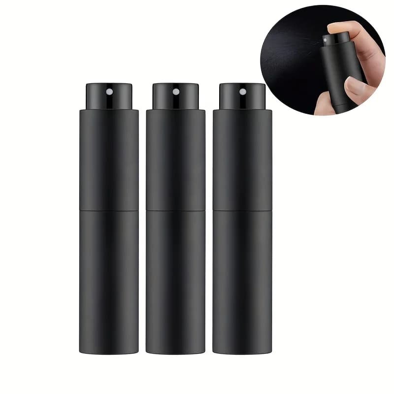 10 ml travel perfume sprayer, rechargeable colony container, spray bottle with vacuum dispenser for mini sprayer (black)