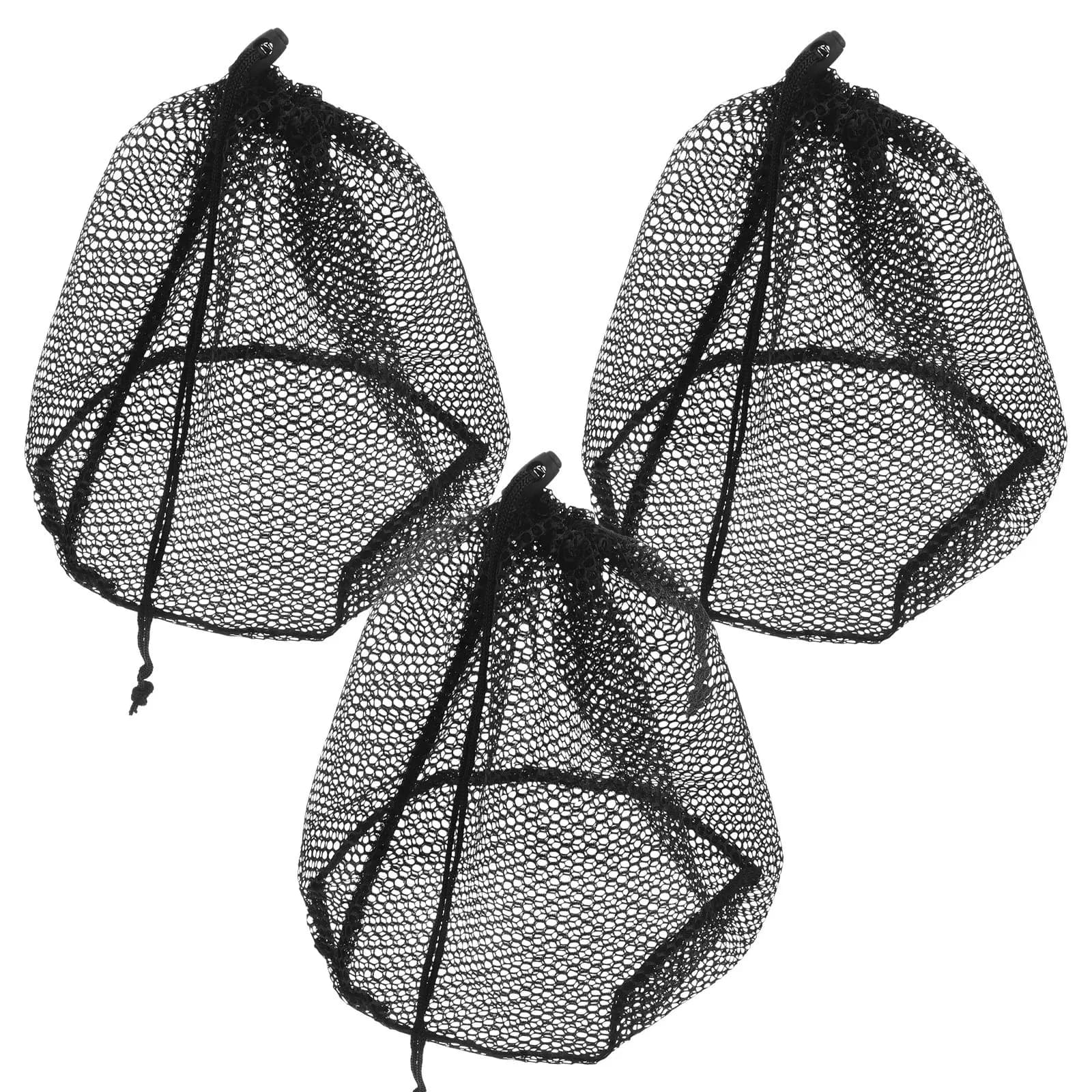 3Pcs Black Heavy Duty Mesh Laundry Bag Drawstring Large Breathable Organizer for Clothes Bras Delicates Home Travel Dorm Use