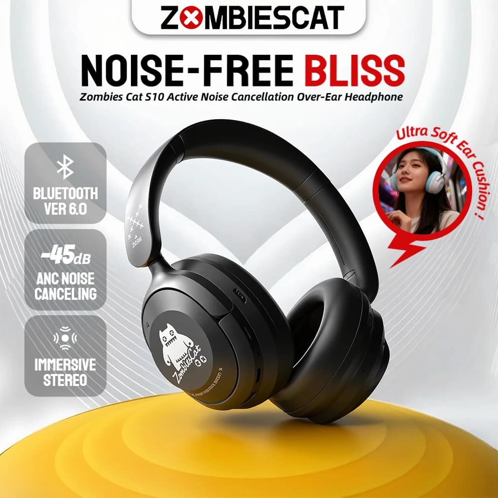 Cuffie Bluetooth Zombies Cat S10 ANC -45dB Cuffie con cancellazione attiva del rumore Auricolari wireless stereo immersivi over-ear