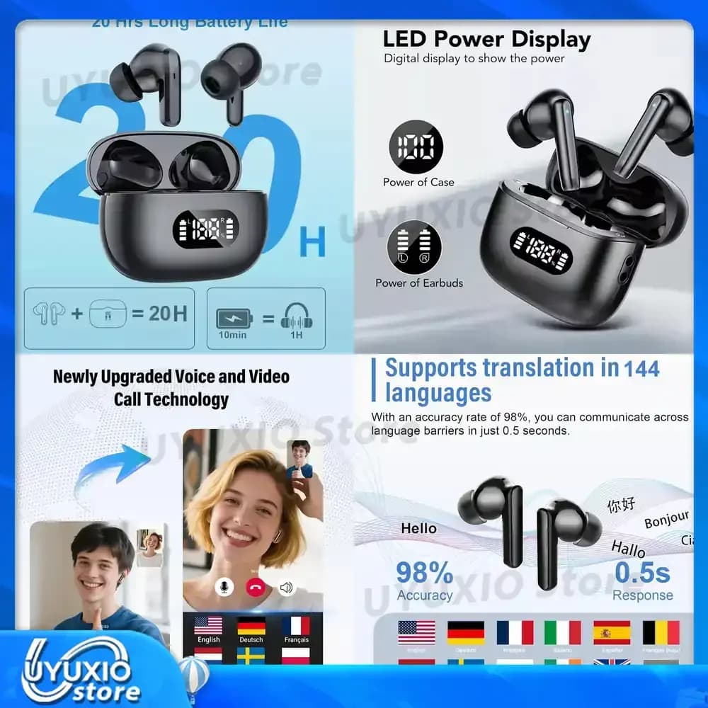 Auricolari Traduttori AI in Tempo Reale con 144 Lingue, Cuffie TWS per Traduzione, Cuffie per Traduzione di Accenti, Nuovi Prodotti 2026