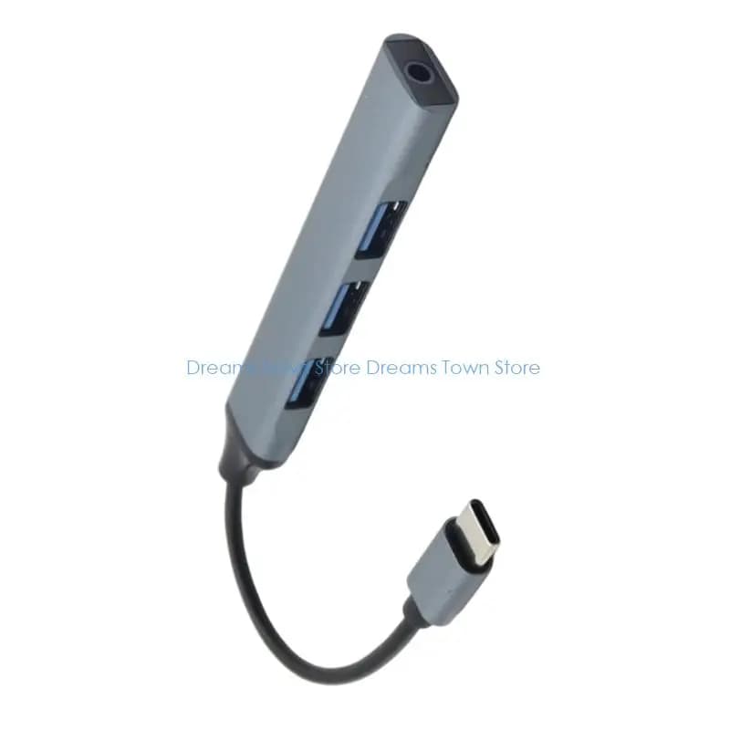 HX6A Thin Type C Station with Three USB Slot Splitter Adapter for Sound and Travel