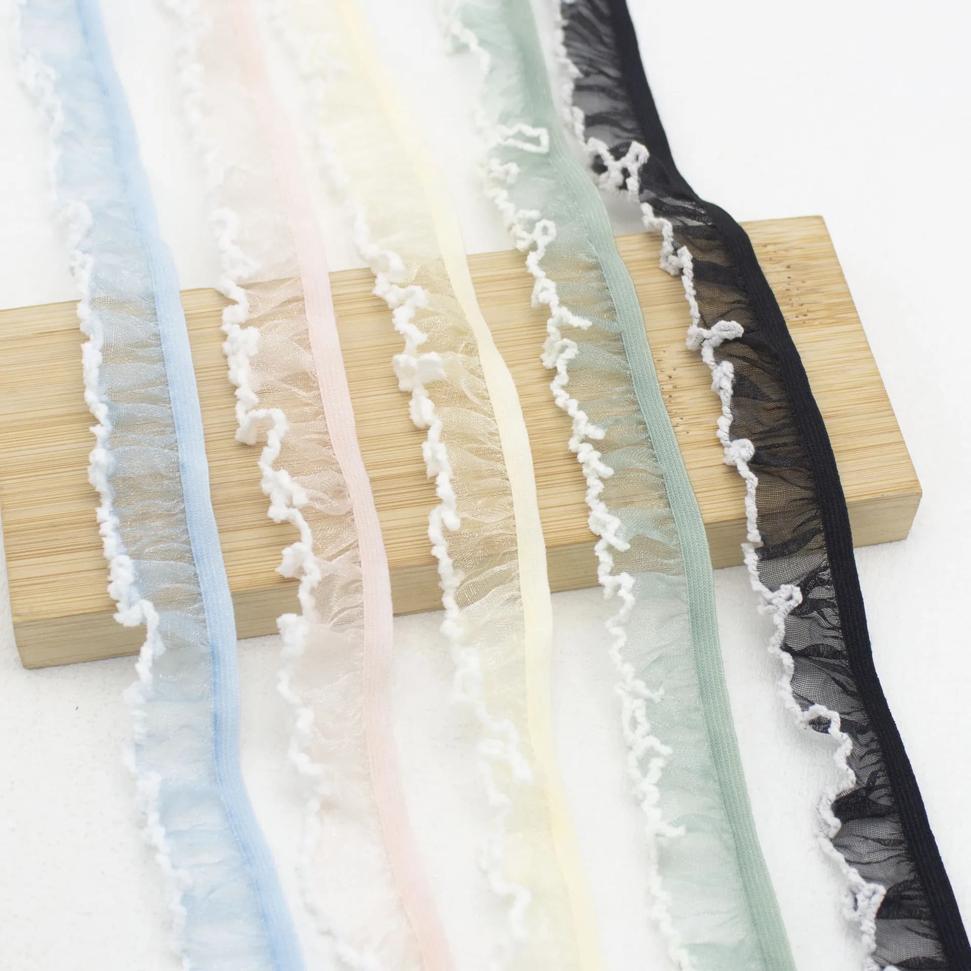 Wholesale 50 meters 20mm volant lace elastic band folded lace fabric tape for underwear DIY waist band clothing accessory