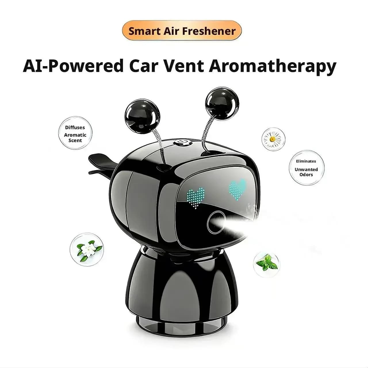 Smart Robot Shape Auto Scenter with Clip for Air Mouth, Automatic Switching/Speaking with Starter, New Spring-Summer Style, Long-Term Fragrance, Delete Odori