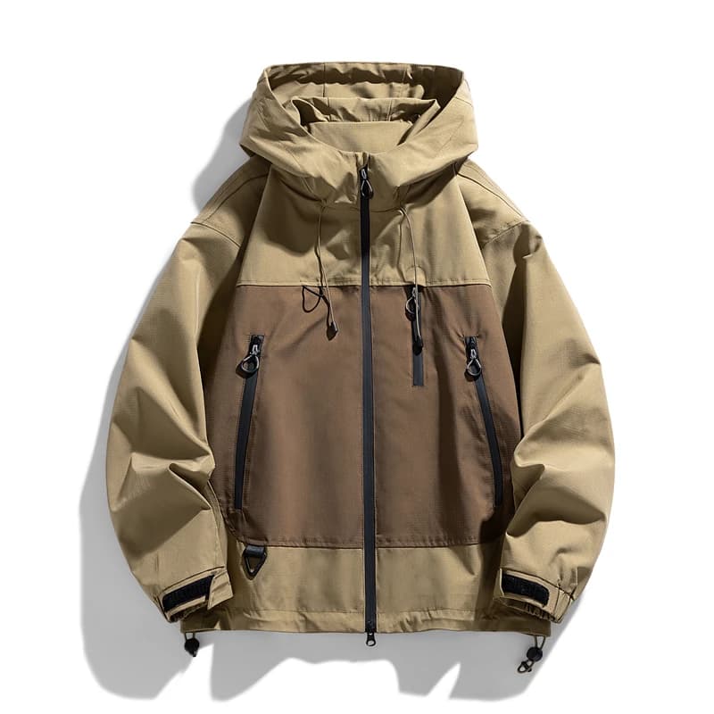 Giacca Unisex Impermeabile Antivento da Esterno con Cerniera Frontale, Cappuccio Regolabile, Polsini Regolabili, Multitasche, Leggera, Casual, per Coppie