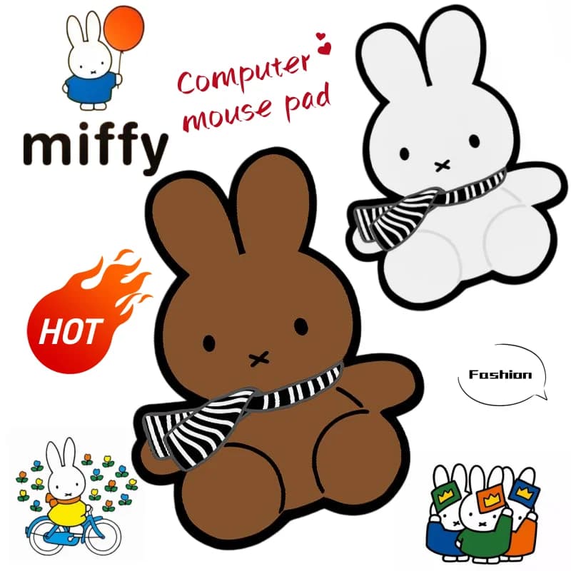 Tappetino per mouse Miffy, simpatico ed elegante tappetino per polso antiscivolo kawaii portatile creativo personalizzato con cartoni animati, regalo di compleanno per gli amici