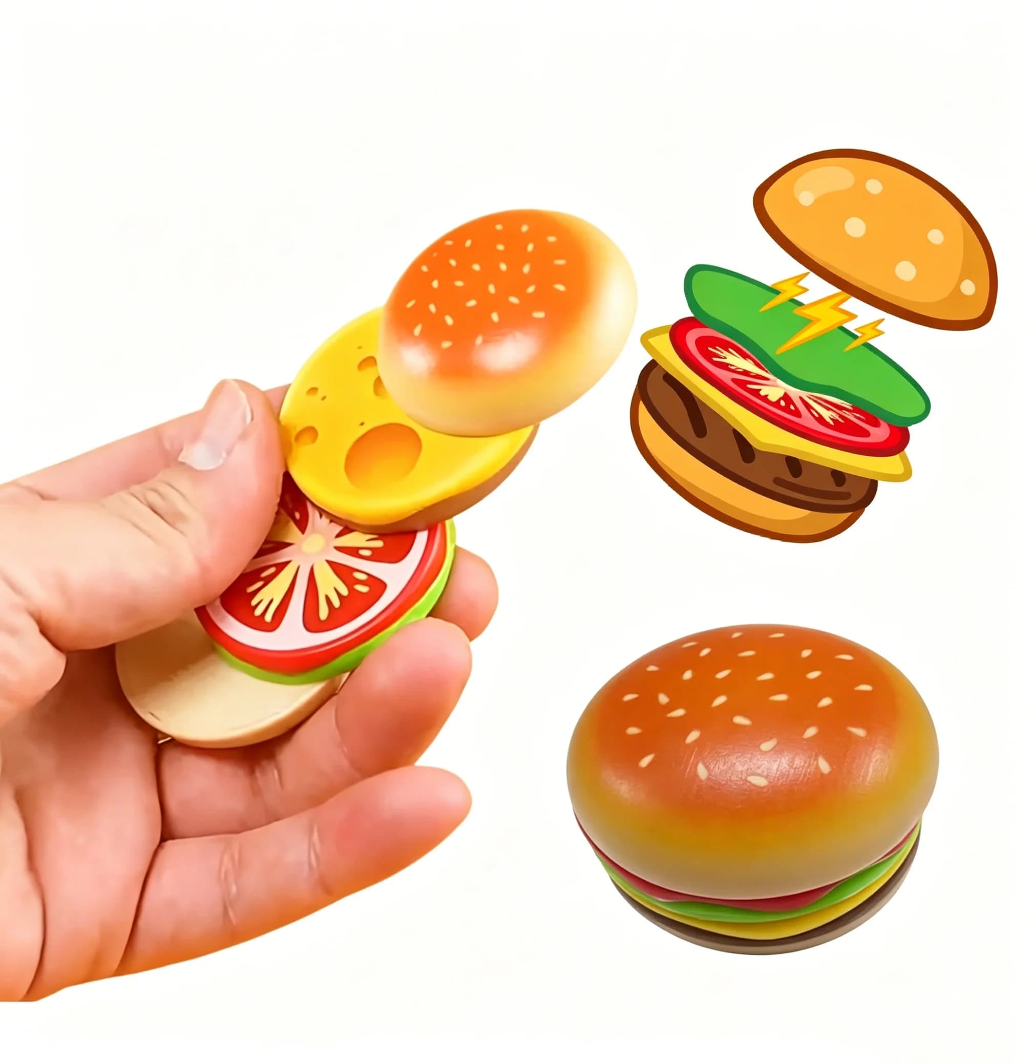 Giocattolo Magnetico a Forma di Hamburger EDC, Antistress a Strati Simulati, Gioco da Dito con Effetto di Suzione, Regalo per Adulti e Bambini, Uso Domestico