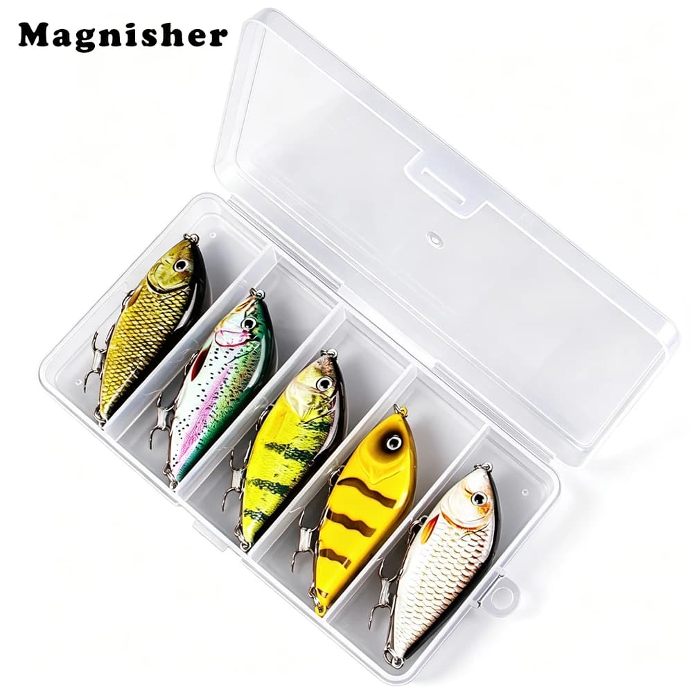 Magnisher 5PCS/BOX Jerkbait Hard Glide Baits for Pike Musky Fishing Lures 7cm Sinking Bait Freshwater Tackle Wobble