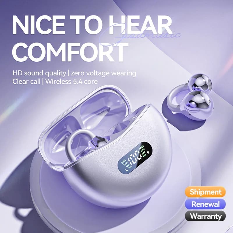 Auricolari Open Ear Clip ENC Wireless Bluetooth 5.4 con Cancellazione del Rumore e Microfono per Android iOS 2026