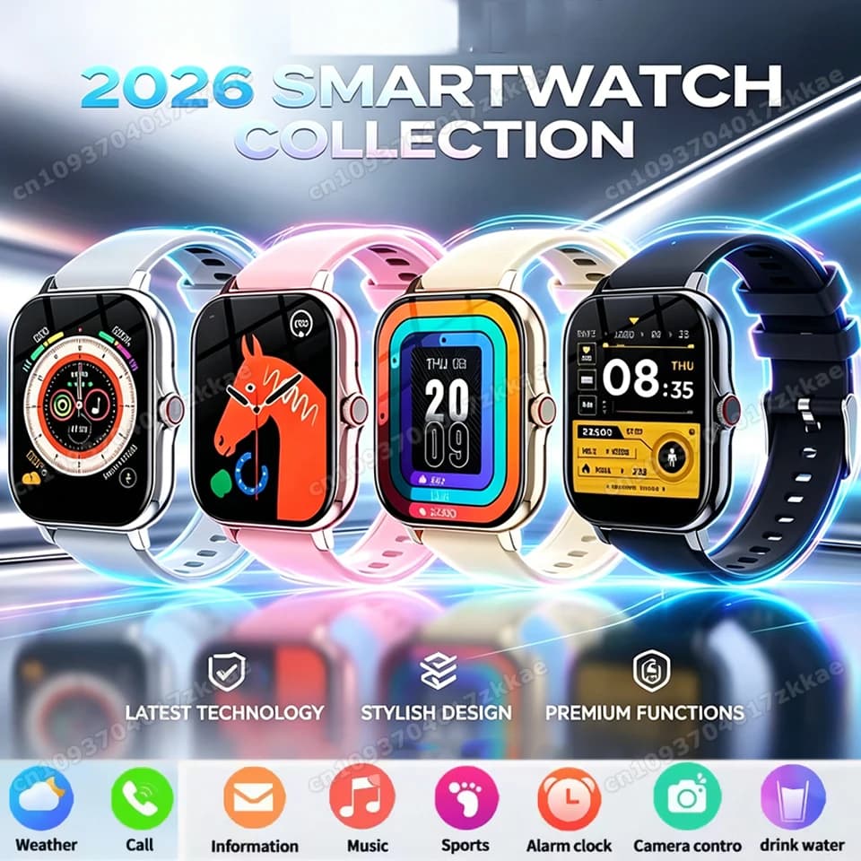 Nuovo Smartwatch 2026 con Monitoraggio Frequenza Cardiaca, Risposta alle Chiamate, Anteprima Messaggi, Funzioni Sportive, Quadrante Personalizzabile, Previsioni Meteo per Uomini e Donne ‎ HT30