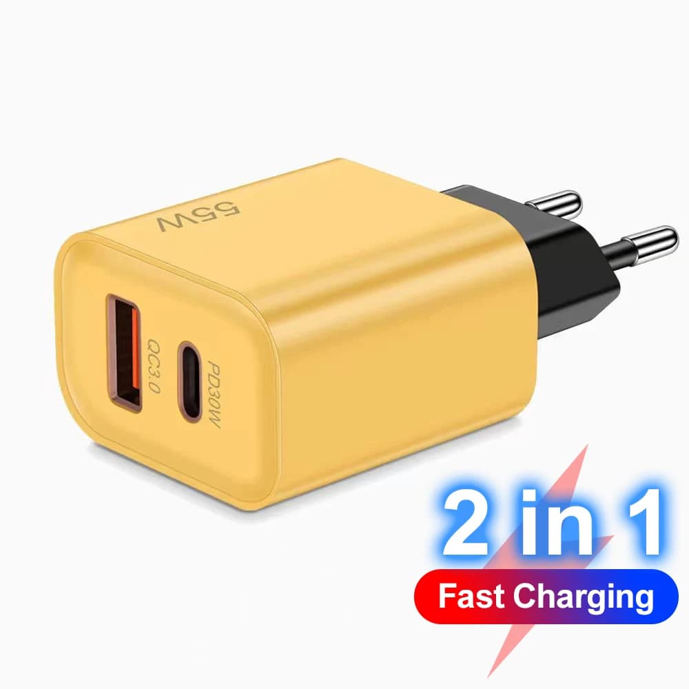Caricabatterie rapido totale da 55 W USB C PD 30 W per iPhone 15 14 13 Samsung Huawei Mate60 Nova Xiaomi OPPO POCO Adattatore di alimentazione a ricarica rapida