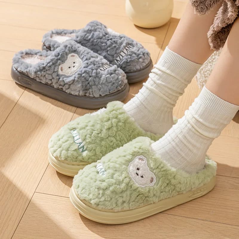Pantofole in cotone da donna inverno nuovo interno domestico antiscivolo fondo spesso pantofole da coppia calde e soffici invernali