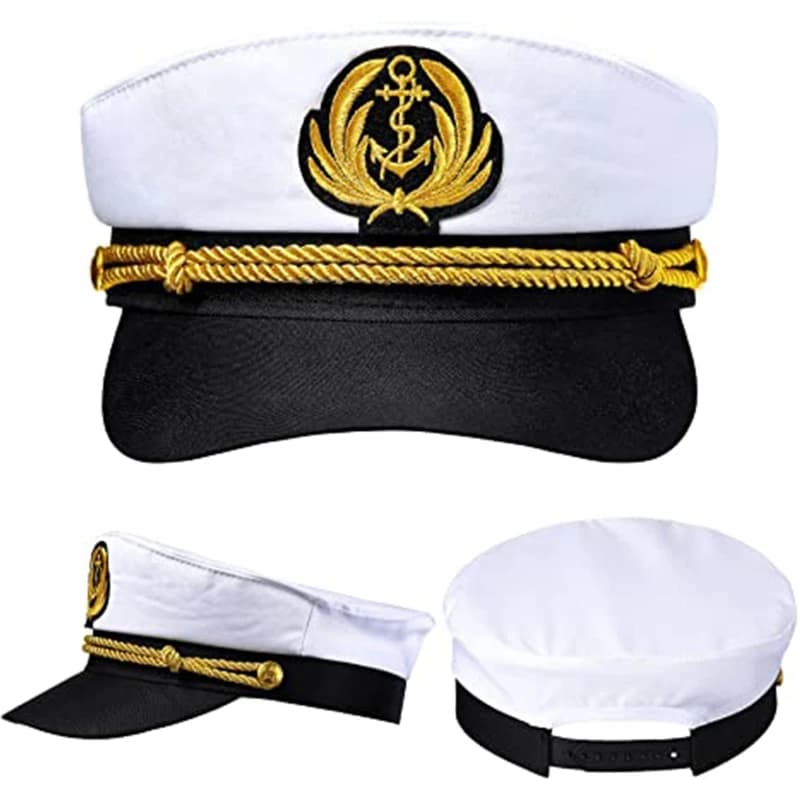 652F Navy Marine Hat Yacht Captain Hat Sailor Captain Costume Men Sailor Cap Beanie Navy Marine Admiral Hat abito formale