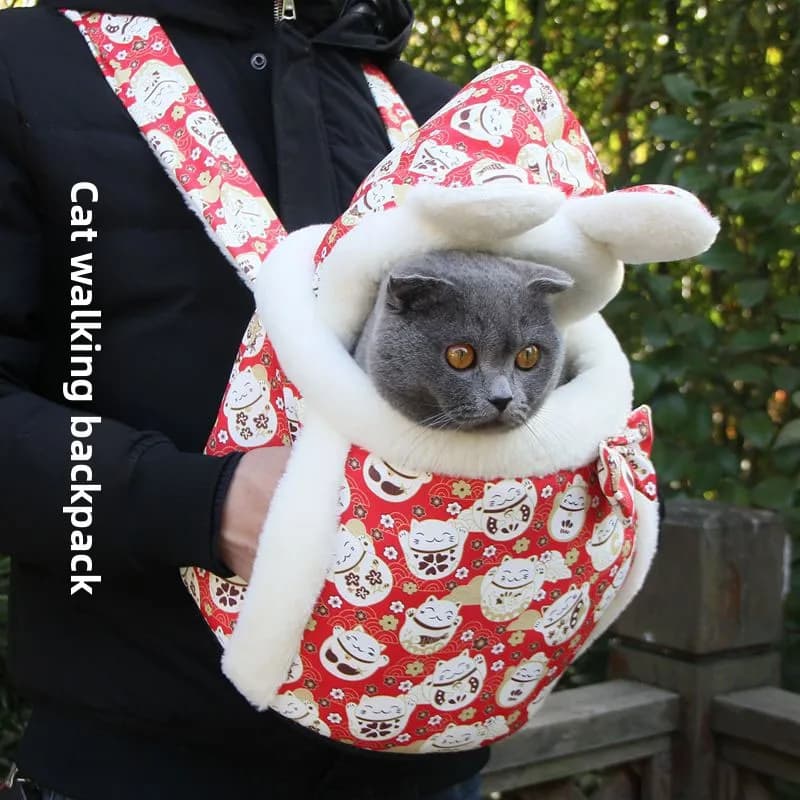 Borsa da trasporto portatile per cani e gatti, zaino doppio spalla invernale per esterni, design a forma di astronave
