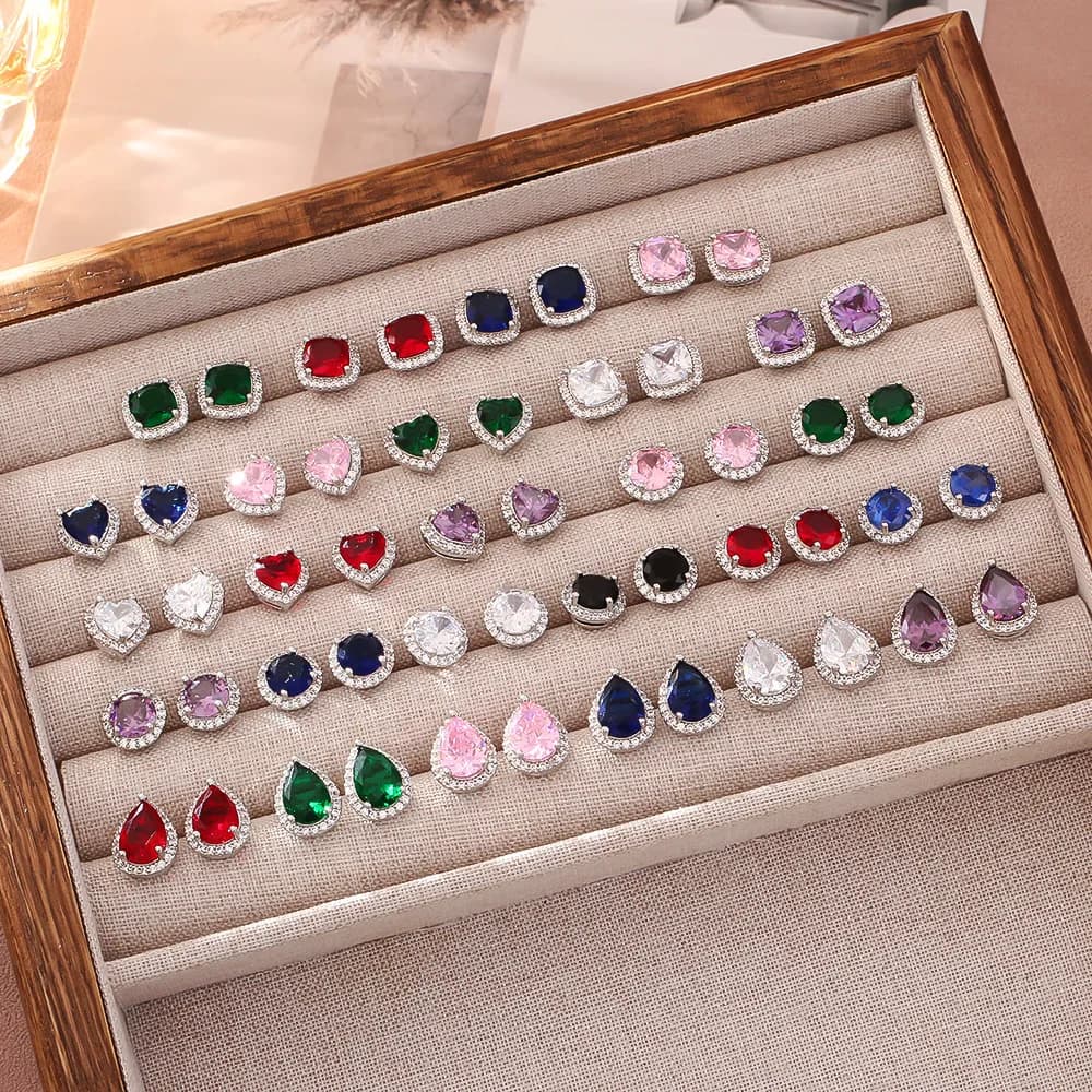 Premium Moissanite Diamond Zircon Stud Earrings with Niche Designs, Exquisite Versatile Elegant Earrings, Light Luxury Fashion Earrings