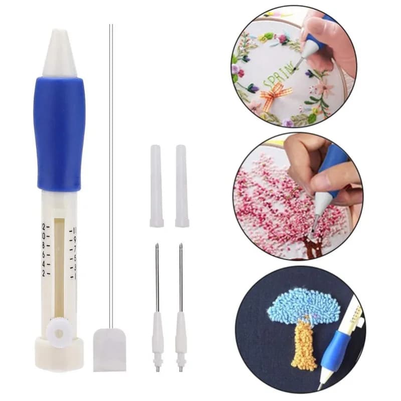 DIY Punch Needle Embroidery Kit Complete Set with Embroidery Pen, Threader, Sewing, Stitching Tools for Crafts and Home Projects
