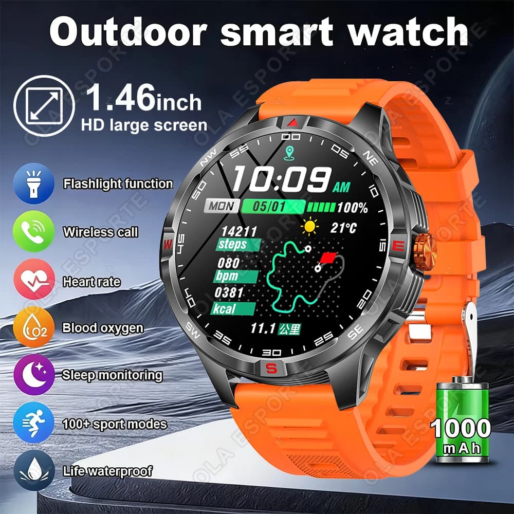 New Smartwatch Ultra HD from 1,46 Inches with NFC, GPS, Bluetooth Calls, 1000mAh Battery, Sports and Fitness Functions, Waterproof IP68